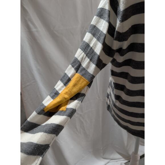 Democracy Women’s Sweater Preppy Striped Shirt Size Large Elbow Patch Yellow EUC - Picture 5 of 14